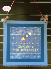 Load image into Gallery viewer, Outer Space Birthday Party Door Banner Galaxy Girl Boy Rocket Science Planet Solar System Travel Orbit Boogie Bear Invitations Skyler Theme