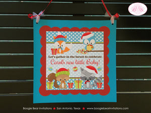 Winter Woodland Animals Baby Shower Door Banner Fox Bird Owl Christmas Squirrel Birthday Party Forest Boogie Bear Invitations Carol Theme