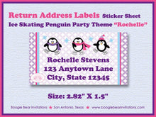 Load image into Gallery viewer, Ice Skating Birthday Party Invitation Penguin Pink Purple Skate Rink Girl Boogie Bear Invitations Rochelle Theme Paperless Printable Printed