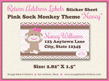 Load image into Gallery viewer, Pink Sock Monkey Party Invitation Birthday Photo Girl Wild Zoo Jungle Amazon Boogie Bear Invitations Nancy Theme Paperless Printable Printed