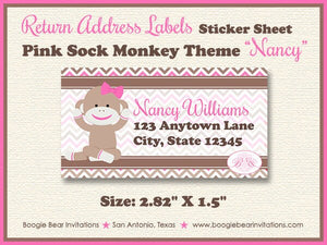 Pink Sock Monkey Party Invitation Birthday Photo Girl Wild Zoo Jungle Amazon Boogie Bear Invitations Nancy Theme Paperless Printable Printed