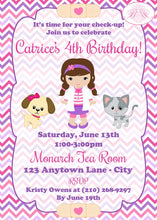 Load image into Gallery viewer, Vet Doctor Girl Birthday Party Invitation Animal Pink Veterinarian Nurse Boogie Bear Invitations Paperless Printable Printed Catrice Theme