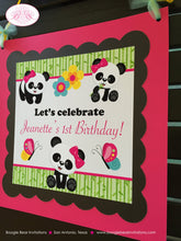 Load image into Gallery viewer, Pink Panda Bear Birthday Door Banner Girl Party Black Green Butterfly Jungle Wild Zoo Garden Bamboo Boogie Bear Invitations Jeanette Theme