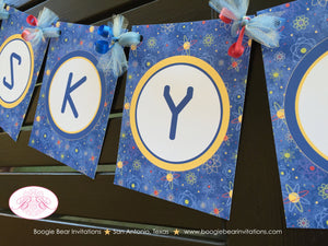 Outer Space Birthday Party Name Banner Galaxy Girl Boy Rocket Science Planet 1st 6th 7th 8th 9th 10th Boogie Bear Invitations Skyler Theme