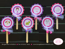 Load image into Gallery viewer, Vet Doctor Girl Party Cupcake Toppers Birthday Animals Hospital Pink Purple Veterinarian Clinic Nurse Boogie Bear Invitations Catrice Theme