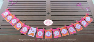 Pink Pumpkin Happy Birthday Banner Party Fall Barn Farm Little Girl Country Orange Harvest Rustic Autumn Boogie Bear Invitations Chloe Theme