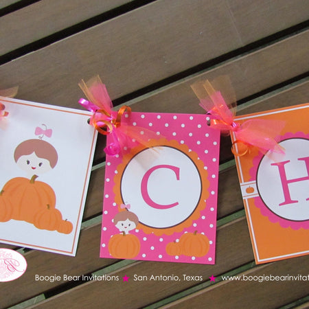 Little Pink Pumpkin Party Banner Birthday Farm Little Fall Girl Scallop Party Orange Harvest 1st 2nd 3rd Boogie Bear Invitations Chloe Theme