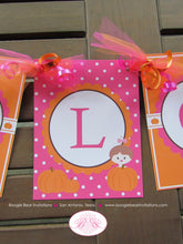 Load image into Gallery viewer, Little Pink Pumpkin Party Banner Birthday Farm Little Fall Girl Scallop Party Orange Harvest 1st 2nd 3rd Boogie Bear Invitations Chloe Theme