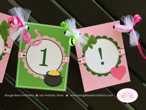 Lucky Charm Birthday Party Banner Small St. Patrick's Day Pink Girl Heart Star Horseshoe Shamrock 1st Boogie Bear Invitations Eileen Theme