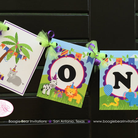 Wild Zoo Animals Highchair ONE Banner Birthday Party Boy Girl Safari Jungle Tiger Lion Zebra TWO 1st Boogie Bear Invitations Cassidy Theme