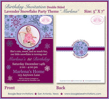 Load image into Gallery viewer, Snowflake Birthday Party Invitation Photo Girl Winter Christmas Snow Flake Boogie Bear Invitations Marlena Theme Paperless Printable Printed