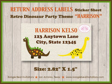Load image into Gallery viewer, Dinosaur Birthday Party Invitation Boy Girl Dino Retro Burlap Stomp Roar Boogie Bear Invitations Harrison Theme Paperless Printable Printed