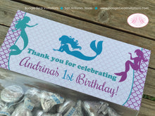 Load image into Gallery viewer, Mermaid Pool Party Treat Bag Toppers Folded Favor Girl Birthday Purple Blue Swimming Pool Ocean Splash Boogie Bear Invitations Andrina Theme