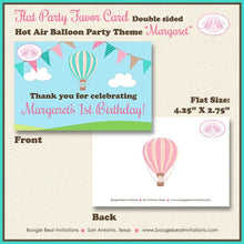 Load image into Gallery viewer, Hot Air Balloon Birthday Party Favor Card Tent Appetizer Food Place Tag Label Sign Girl Pink Aeronaut Boogie Bear Invitations Margaret Theme