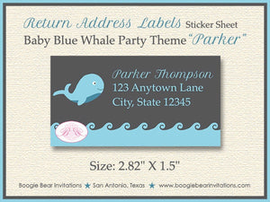 Blue Whale Baby Shower Invitation Boy Party Waves Mother Little Grey 1st Boogie Bear Invitations Parker Theme Paperless Printable Printed