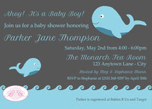Load image into Gallery viewer, Blue Whale Baby Shower Invitation Boy Party Waves Mother Little Grey 1st Boogie Bear Invitations Parker Theme Paperless Printable Printed
