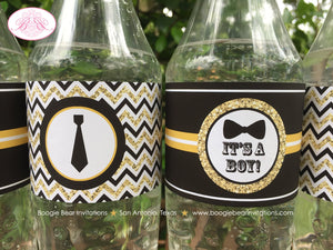 Mustache Baby Shower Bottle Wraps Wrappers Cover Label Black Gold Glitter Bash Bow Tie Chevron Boy 1st Boogie Bear Invitations Harley Theme