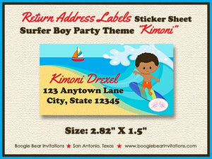 Surfer Boy Birthday Party Invitation Beach Luau Surfing Surf Swim Swimming Boogie Bear Invitations Kimoni Theme Paperless Printable Printed