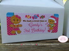 Load image into Gallery viewer, Gingerbread Girl Pink Party Treat Boxes Birthday Favor Snow Lollipop Snowflake Christmas House Sweet Boogie Bear Invitations Candy Sue Theme