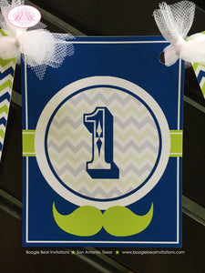Mustashe Birthday Party Banner Small Bash Little Man Boy Lime Green Navy Blue Retro 1st 2nd 3rd Boogie Bear Invitations Walter Theme Printed