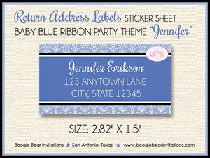 Blue Footprints Baby Shower Invitation Boy Birthday Damask Wallpaper Feet Boogie Bear Invitations Jennifer Theme Paperless Printable Printed