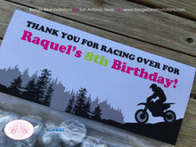 Load image into Gallery viewer, Dirt Bike Birthday Party Treat Bag Toppers Folded Favor Pink Enduro Motocross Motorcycle Racing Track Boogie Bear Invitations Raquel Theme
